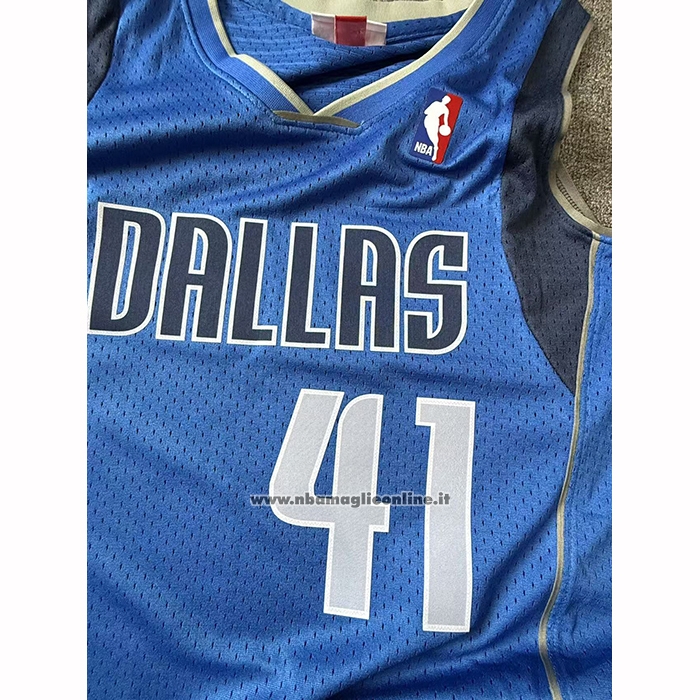 Maglia Dallas Mavericks Dirk Nowitzki No 41 Mitchell & Ness 2010-11 Blu